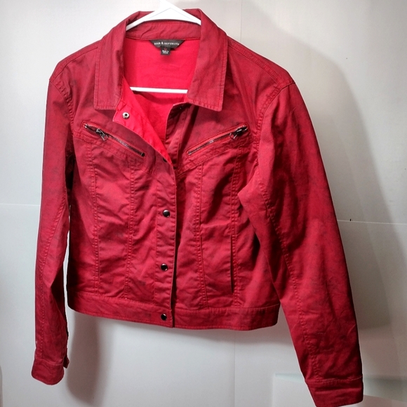 Rock & Republic Jackets & Blazers - Rock And Republic Red Distressed Denim Jacket l Medium l Acid Washed
